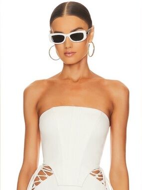 Camila Coelho White Strapless Corset Crop Top